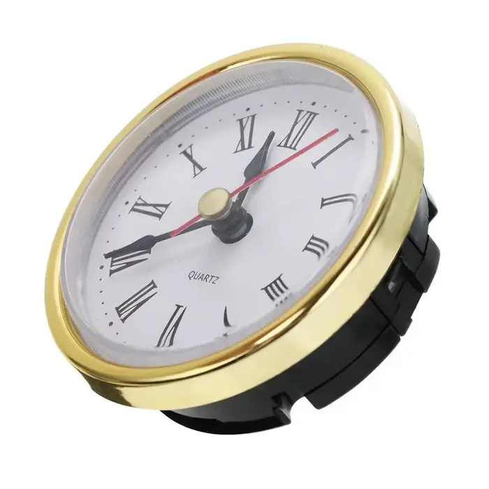 Horloge classique à mouvement à quartz artisanal, horloges rondes, insert de tête, chiffres romains