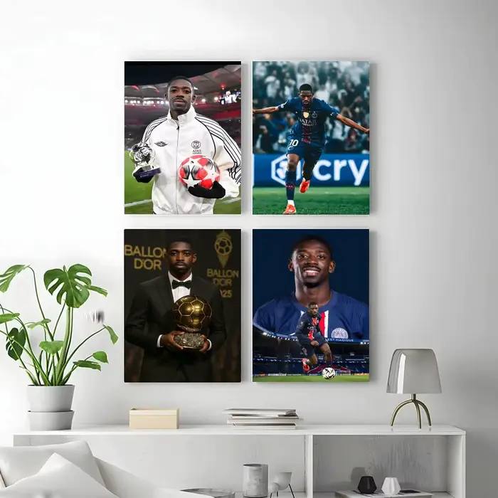 Affiche autocollante d'athlète O-Ousmane Dembele, autocollant en papier imperméable, décoration murale pour café, bar, chambre