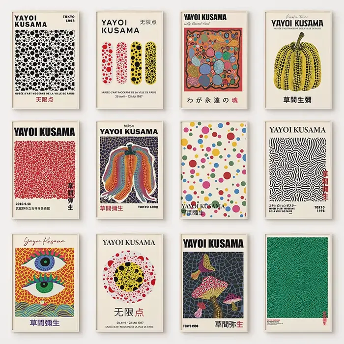 Toile de peinture abstraite Yayoi Kusama citrouille