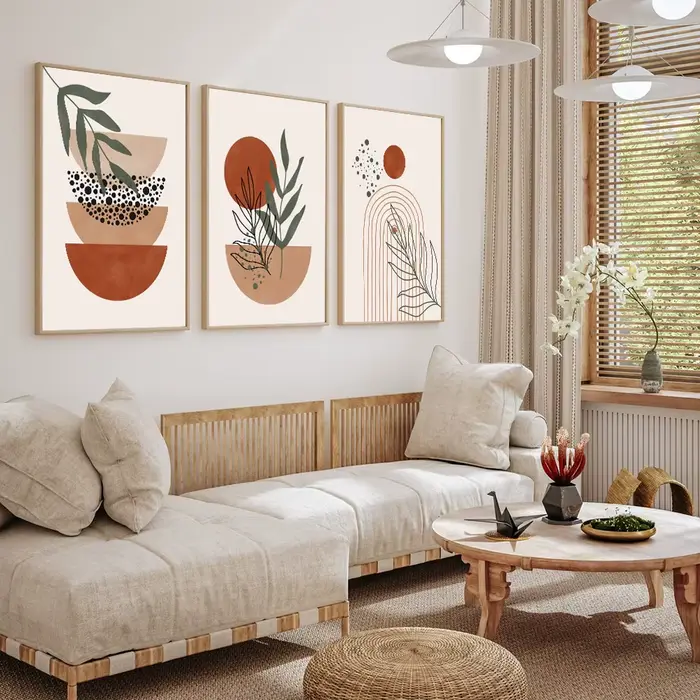 Ensemble de 3 affiches d'art mural Boho en terre cuite