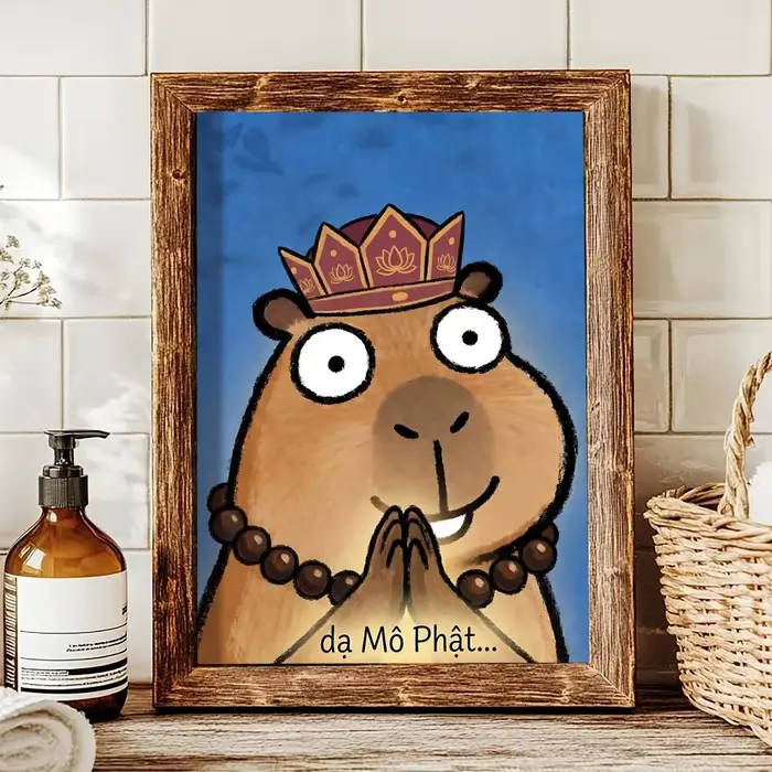 Peinture de dessin animé Kicapara simple et mignonne, images de calligraphie, décoration murale inté