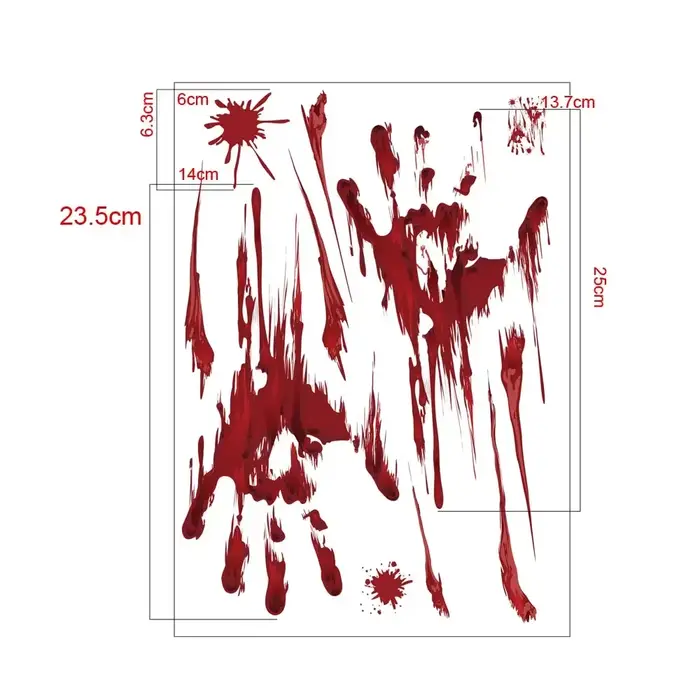 Spooky Halloween Window Stickers Decoration Scary Blood Hand Party Bloody Red Decals Home Accessories Living Room