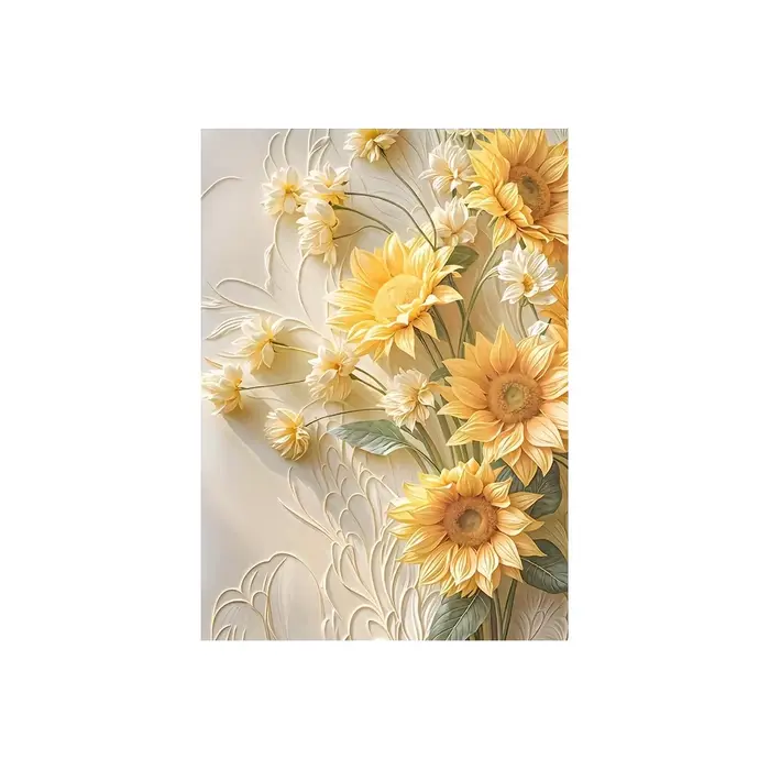 Décoration de tournesol jaune moderne, peinture murale minimaliste, imprimés d'art sur toile de tour