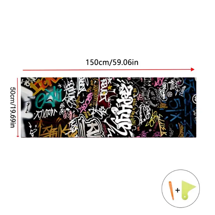 Autocollants auto-adhésifs à motif Graffiti noir et blanc