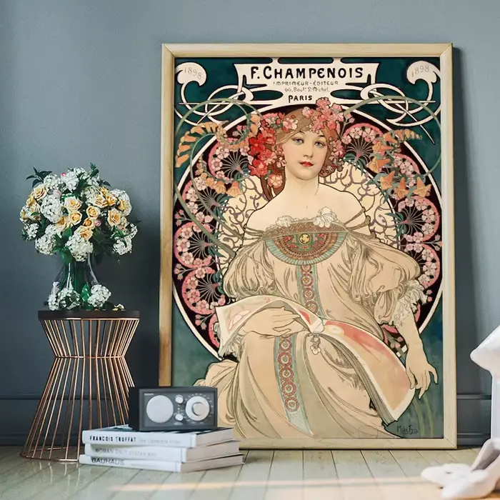 Alphonse Mucha – peinture sur toile Vintage pour femme
