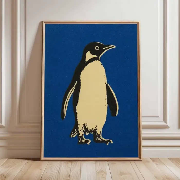 Impression Pop Art Pingouin, Art Mural Minimaliste Animal |   Conception d'affiches rétro |   Œuvre 
