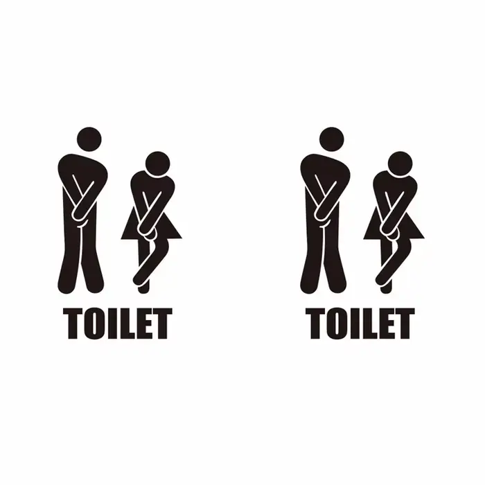 Autocollants muraux/portes de toilettes créatifs et amusants, 2 pièces, décoration de salle de bains