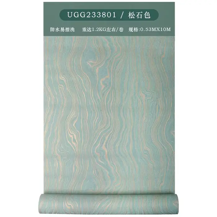 Papier peint nordique vert clair doré avec ondulation de l'eau, sensation haut de gamme, pour salon,