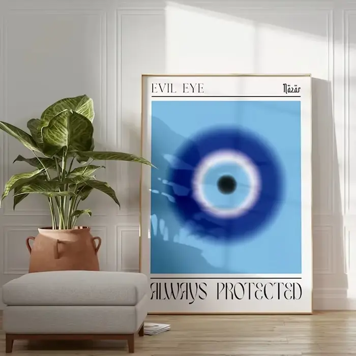 Affiche d'art mural abstraite mauvais œil sans cadre, peinture sur toile de décoration de maison ble