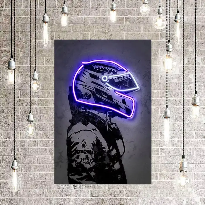 Racing Inboulon Poster Abstrait Neon Helmet Print Canvas Painting