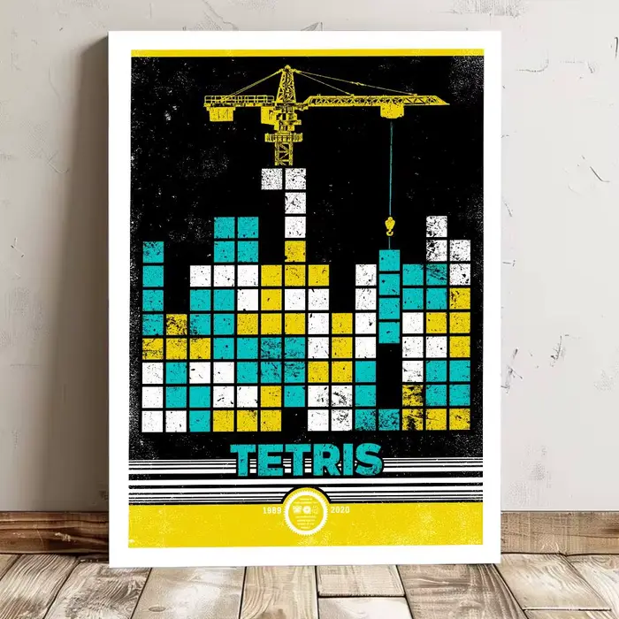 Affiche de bloc de jeu t-tris, autocollant mural étanche imprimé de haute qualité pour décoration de