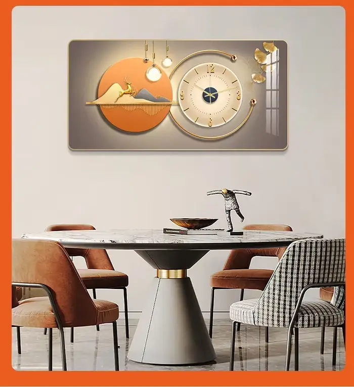 Horloge murale rectangulaire en porcelaine de cristal