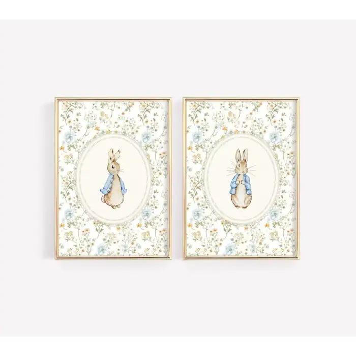 AZNM Impression sur toile vintage Peter Rabbit sans cadre, art mural pour chambre d'enfant Beatrix P