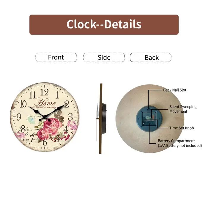 1 Horloge Murale en Bois