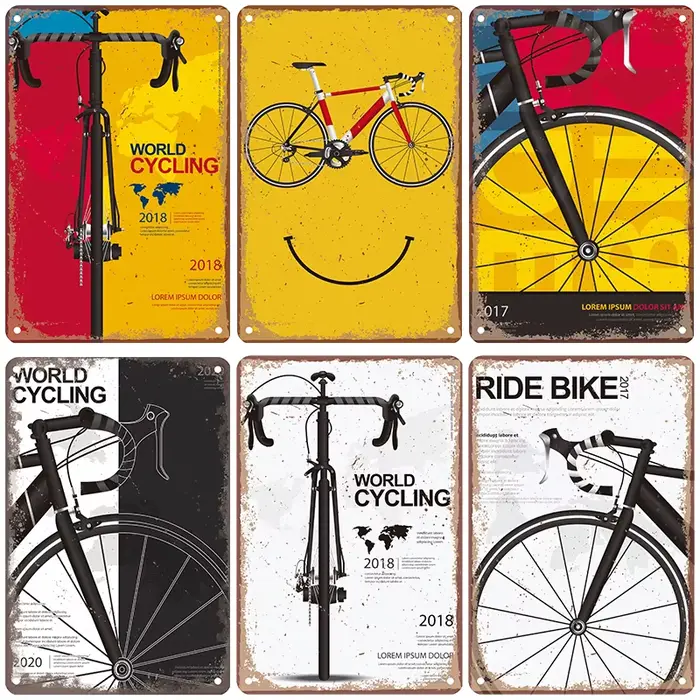 Panneaux Métalliques Rétro de Vélo