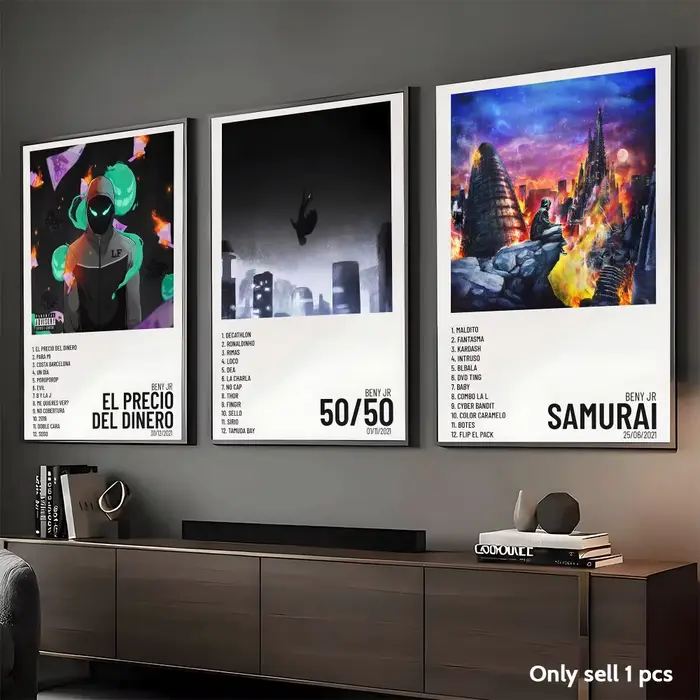 Affiche sur toile de calligraphie et peinture d'album du rappeur B-Beny Jr