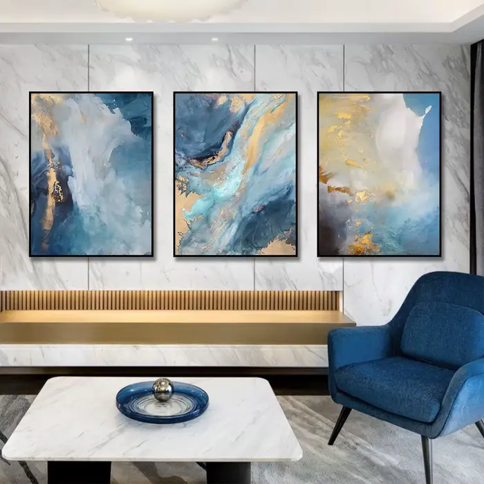 Peinture sur toile abstraite de paysage combiné