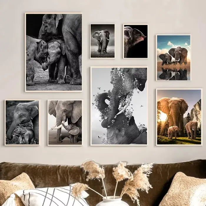 Affiches de famille d'éléphant quelque part
