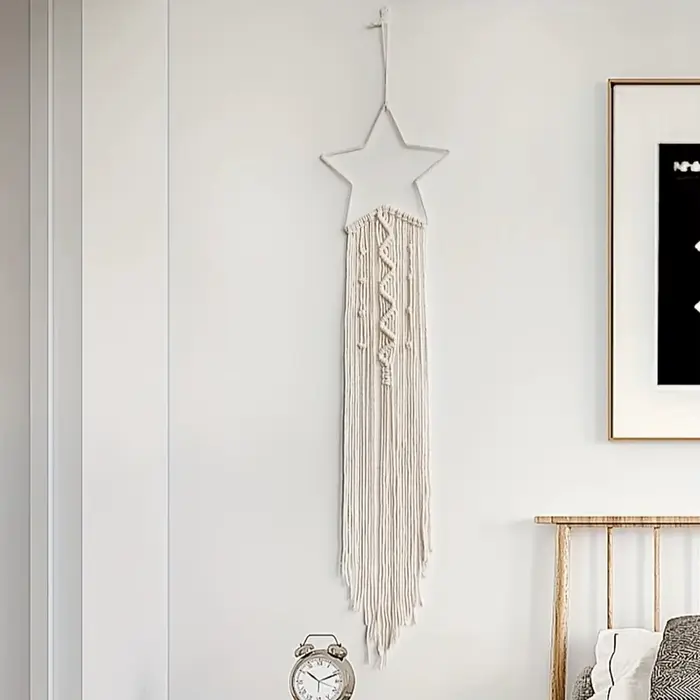 Pendentif tissé étoile et lune, décoration d'intérieur, pendentif de chambre à coucher, cadeau de va