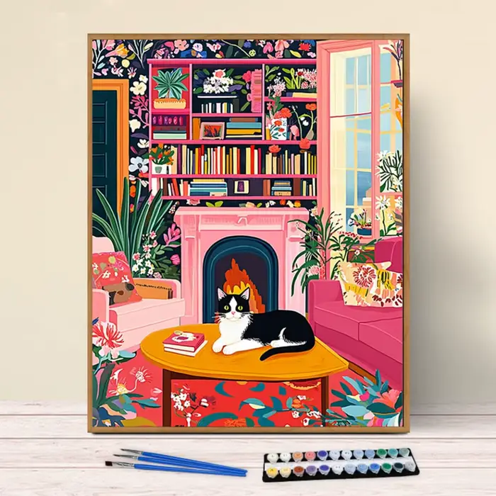 Kits de peinture par numéros 40x50cm, motif Chaud Feu et Fleurs, pour décoration intérieure, peintur