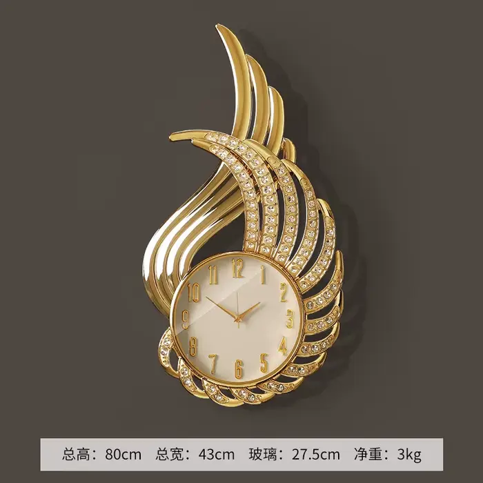 Horloge murale dorée pour chambre à coucher, art esthétique, horloge murale moderne de luxe, horloge
