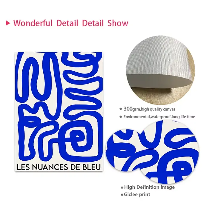 Affiche abstraite de ligne de géométrie de Klein Blue Picasso