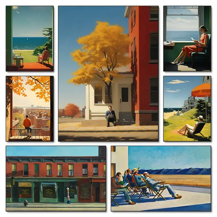 Edward Hopper-Affiche de paysage de fille de lecture d'été