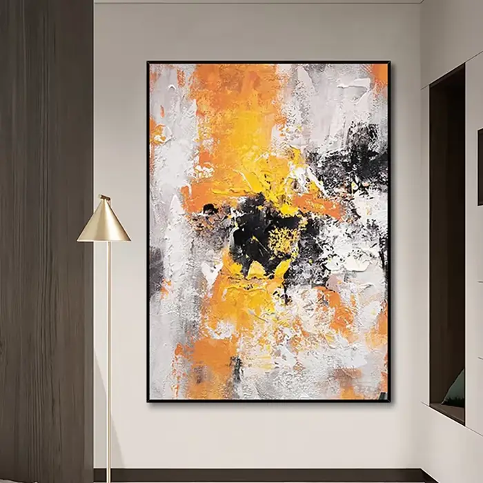 Peinture à l'huile abstraite sur toile faite à la main
