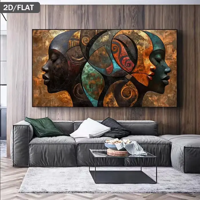 1 pièce Art mural abstrait moderne - Peinture sur toile sans cadre - Convient pour le salon et la chambre - Couleurs riches - Visage en relief - Nouveau