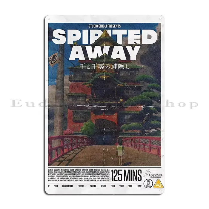 Affiche en Plaque métallique Studio Ghibli, décoration de salon, Garage, voyage inattendu, grotte, i
