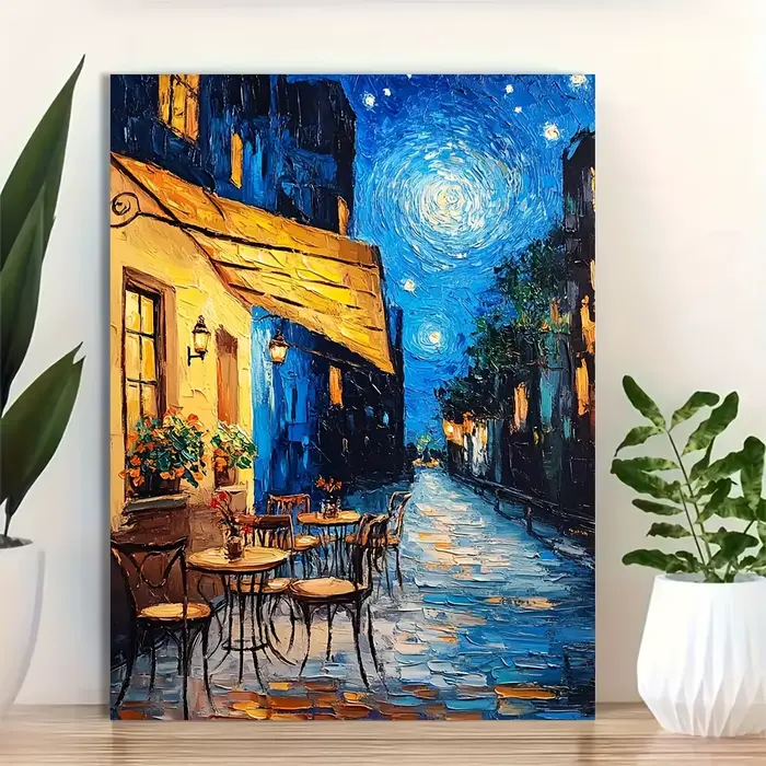 Peinture sur toile Van Gogh "café terrasse la nuit", sans cadre, art mural de scène de rue de nuit é