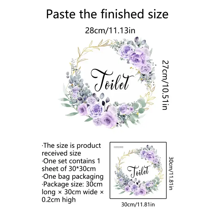 Autocollants muraux de porte de toilette en forme de fleur, pour lieu public, décoration de maison, 