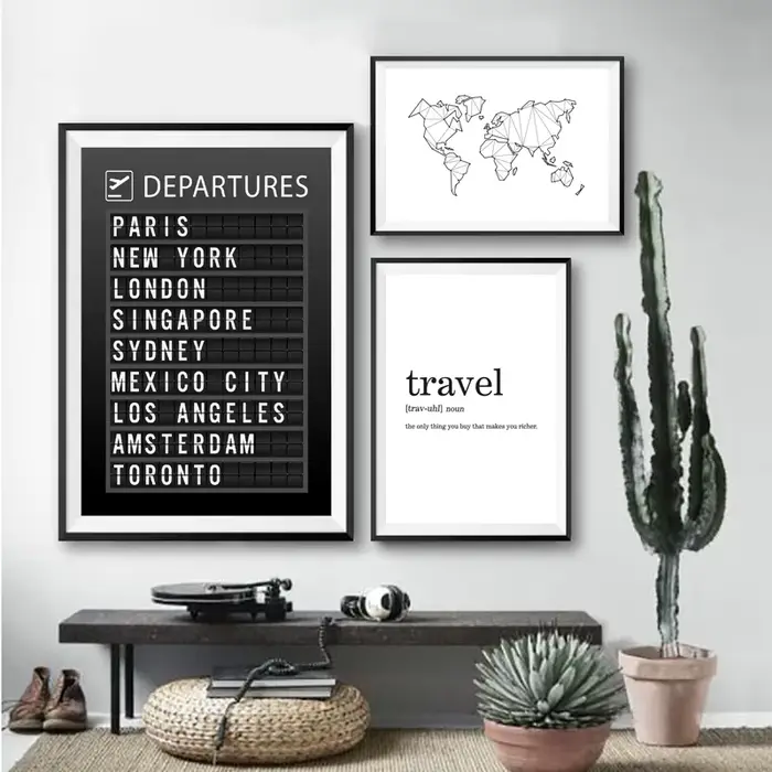 Affiches de tableau de destin de carte d'aéroport