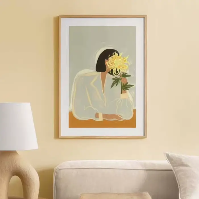 Van Gogh Botanica Verde ligne abstraite fleur Art géométrique printemps toile décorative impression peinture murale Art