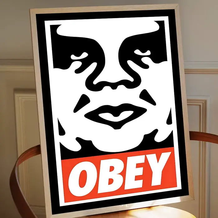 Affiches de dessin animé O-Obey avec LOGO de rue populaire, imprimés en papier blanc collant, œuvre