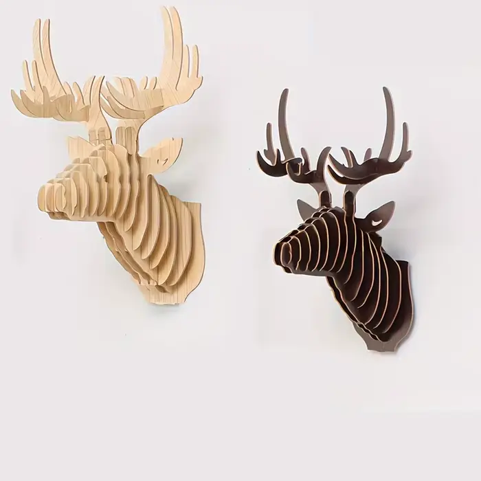 1 décoration murale en bois en forme de tête d'éléphant