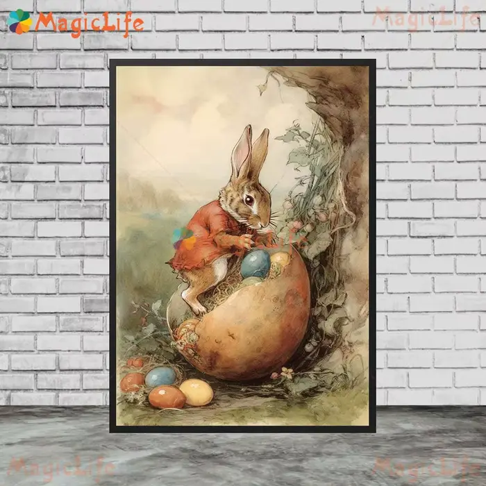 Affiches imprimées de lapin de pâques