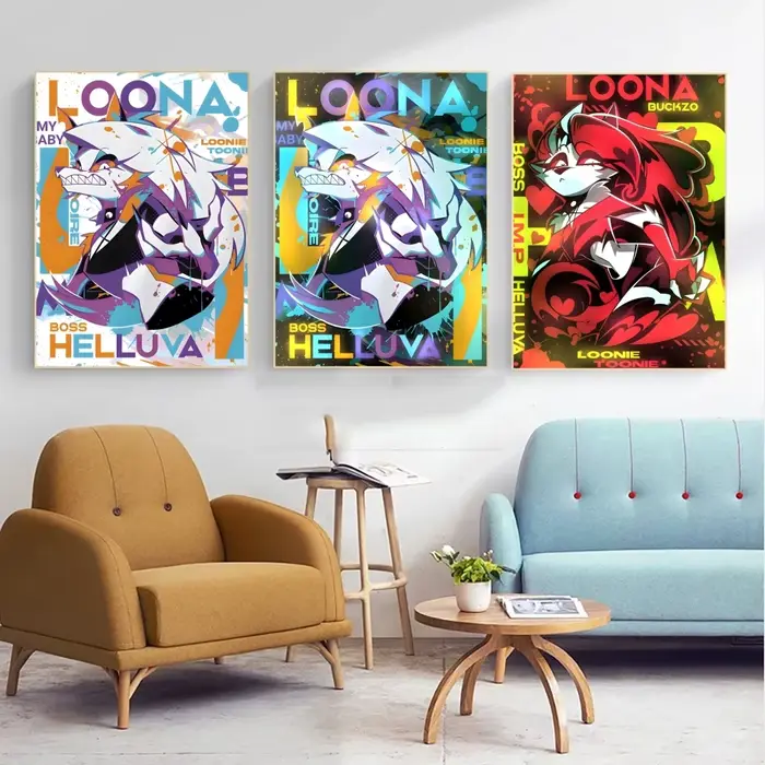 Affiche Anime Loona H-helluva Boss, autocollants muraux élégants et abordables pour dortoir, salon et chambre à coucher