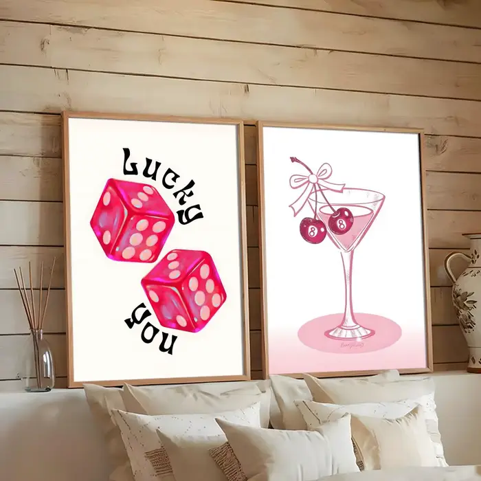 Affiche boule Disco rose