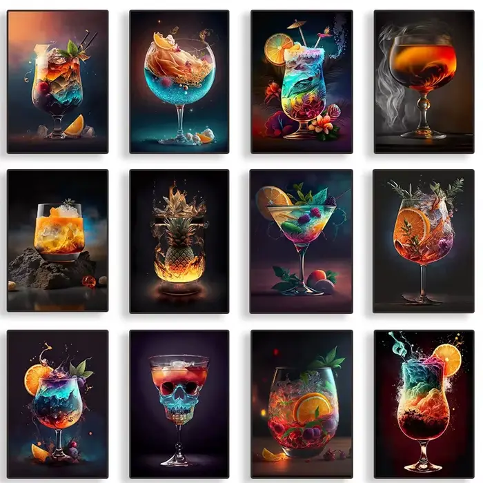 Affiche Vintage de Cocktail colorée