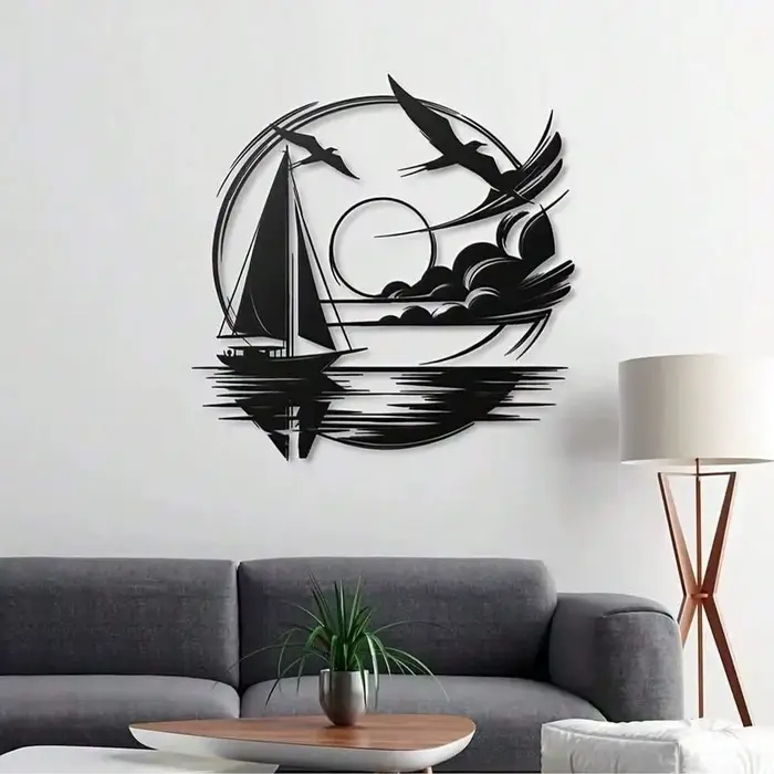 Idée cadeau nautique pour la maison – Décoration murale en métal pour voilier étanche pour espaces modernes