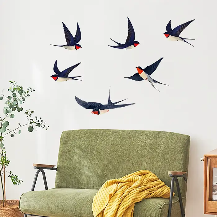 Décoration murale auto-adhésive Flying Swallow pour salon