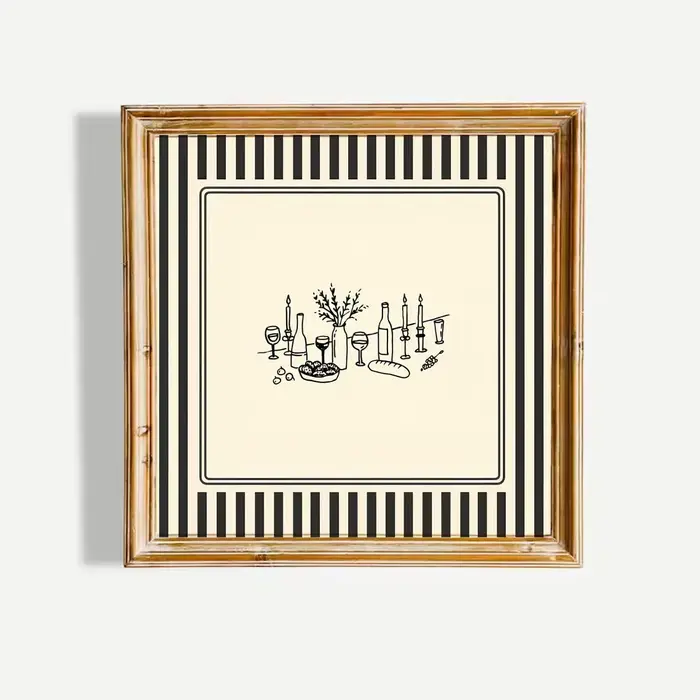 Superbe impression murale de café parisien – Illustration minimaliste au trait d'un classique « Café