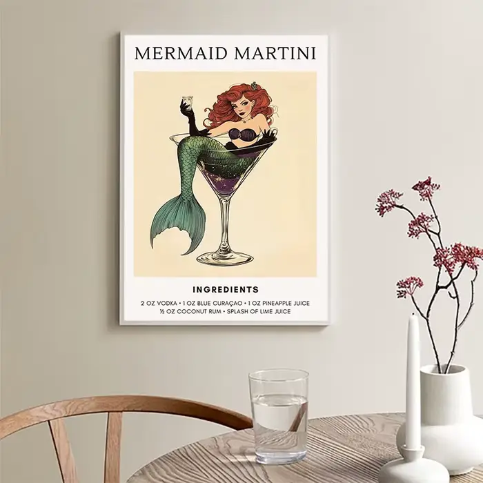 Affiche de Cocktail sirène Vintage