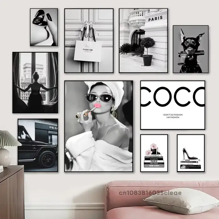 Peinture sur toile de luxe avec citations de super voiture et coco pour femme
