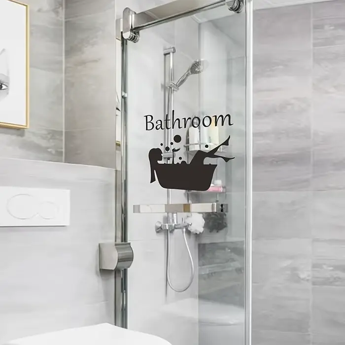Autocollant mural auto-adhésif pour salle de bain – Design de baignoire et de bulles