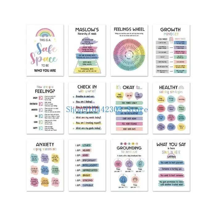 L4MD – affiche d apaisante, 12 feuilles, tableau inspirant 10x14 pouces pour salle classe