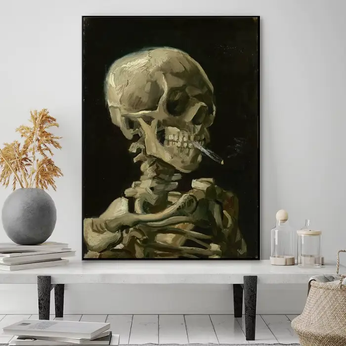 Affiche classique de crâne de Van Gogh avec Cigarette brûlante