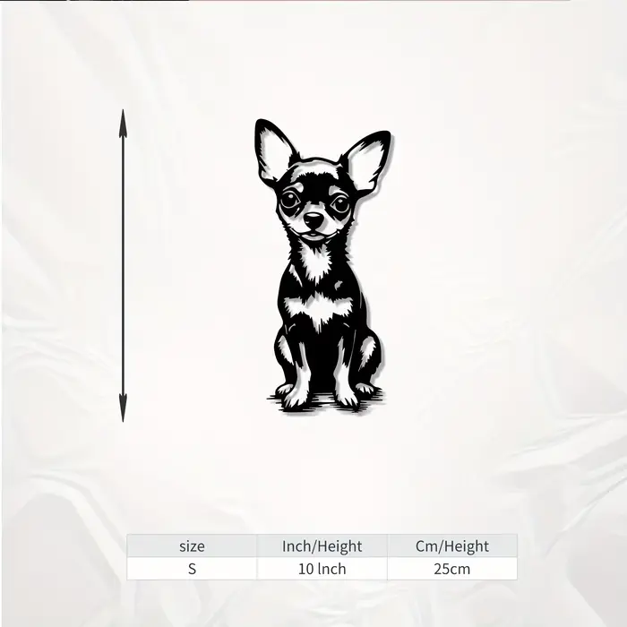 Décoration murale en métal Chihuahua mignon, décoration en aluminium durable pour les murs de la mai