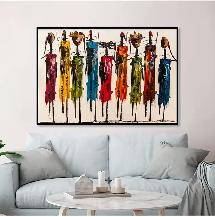 Peinture à l'huile abstraite de femme africaine sur toile
